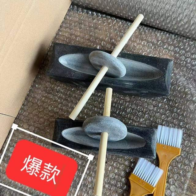 Blue Stone Grinding Stone for Tea, Traditional Medicine Grinding Tool from the Tang and Song Dynasties, Old-Fashioned Tea Powder Tray, Traditional Chinese Medicine Grinding Vessel, Tea Crushing Stone Mortar