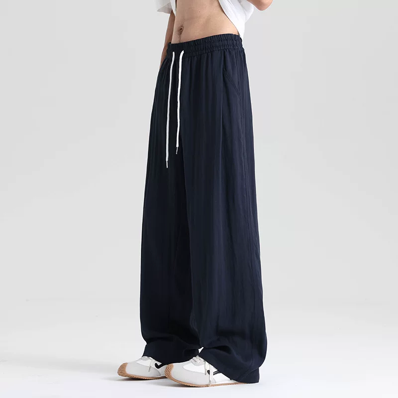 Белые летние тонкие мужские повседневные брюки, Oversize, свободный прямой крой