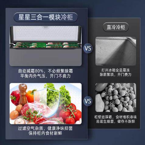 星星冰柜开口笑系列305升纤薄家用小容量冷藏冷冻节能卧式冷柜KC