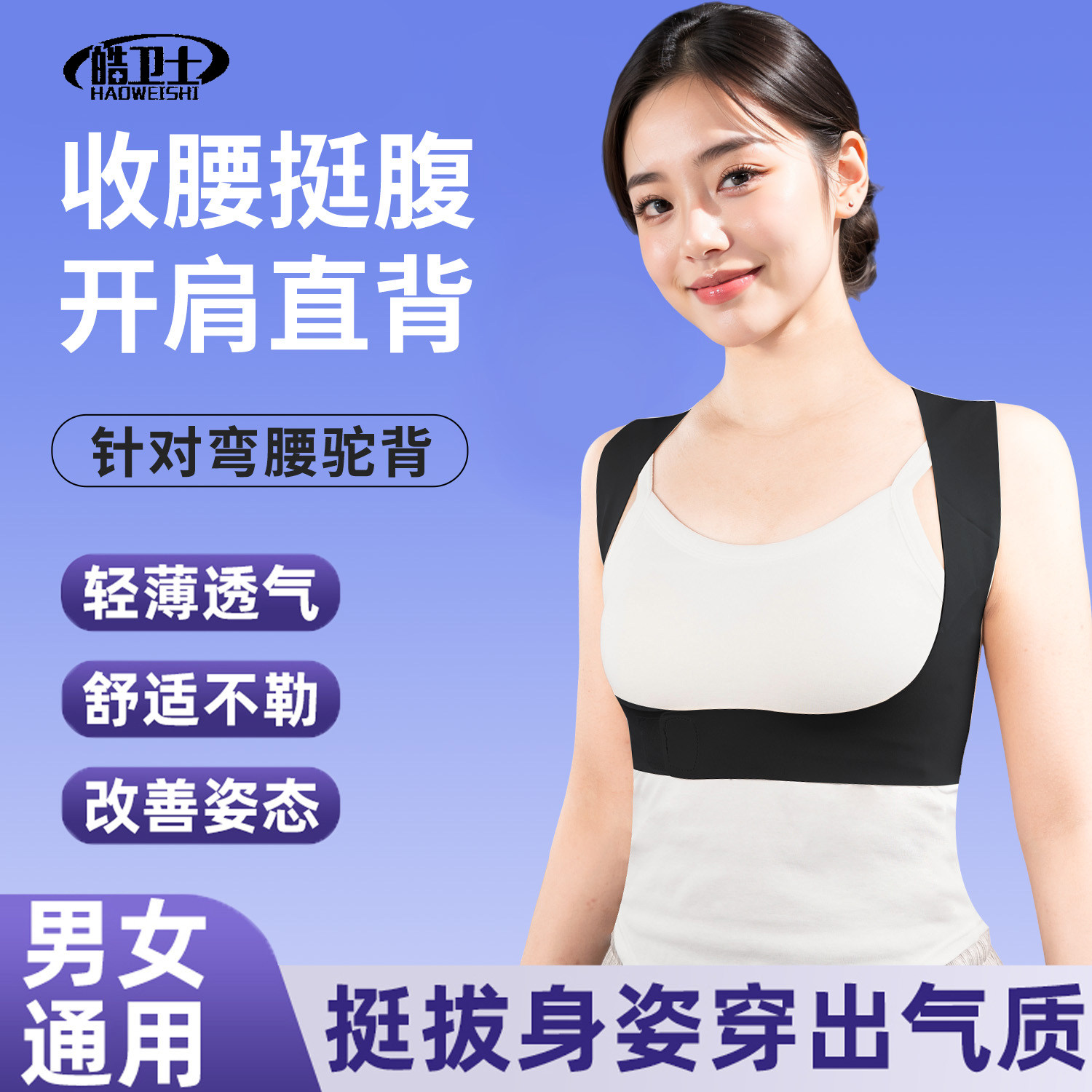 直角开肩矫姿带美背矫正带驼背辅助矫正神器挺胸直背护肩健身训练