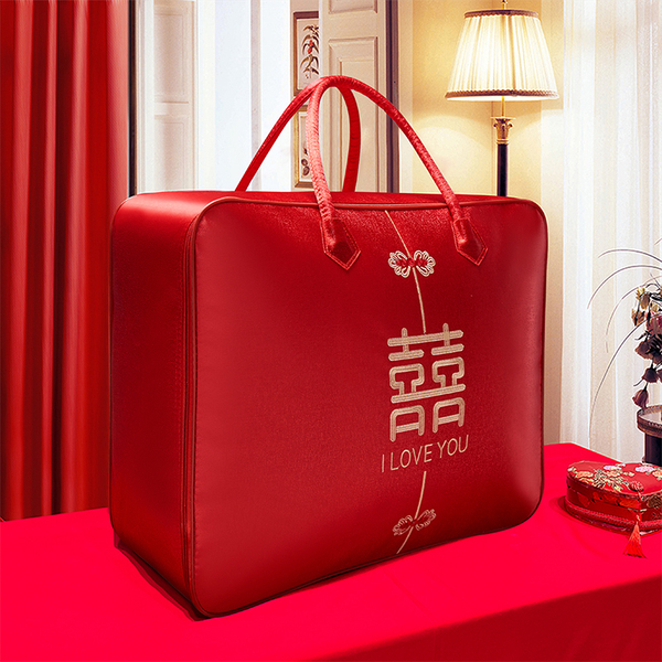 Wedding Dowry Quilt Storage Bag Red Wedding Four-Piece Bedding Set Quilt Tote Bag Cotton Quilt Packaging Bag