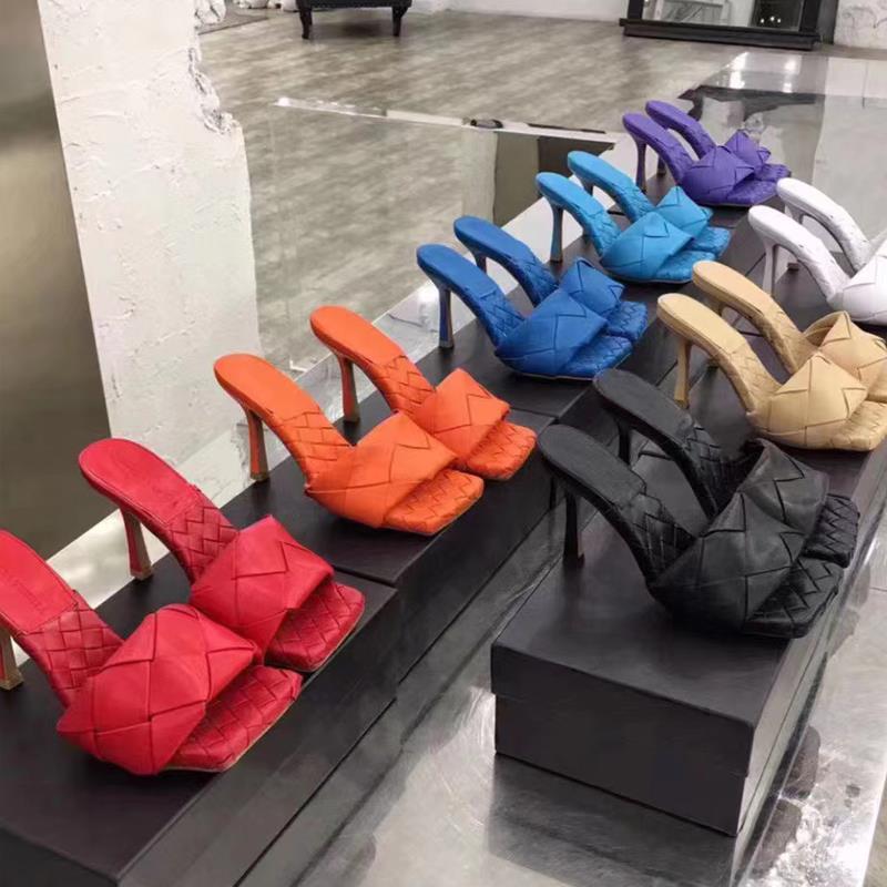 Βv Brand Trl Putian High-End Version Square-Toe Plaid Woven High-Heeled Shoes for Women, Open-Toe Stiletto Slip-On Sandals Βv Brand Trl Putian High-End Version Square-Toe Plaid Woven High-Heeled Shoes for Women, Open-Toe Stiletto Slip-On Sandals
