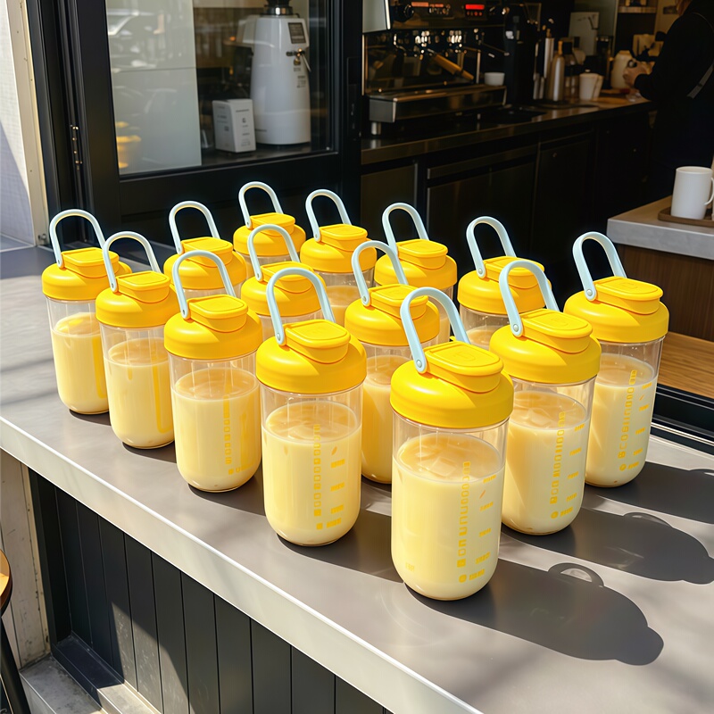 New Sports Shaker Cup for Protein Powder and Milkshakes, Thickened, Anti-Drop, Large Capacity, with Scale, Fitness Portable Cup
