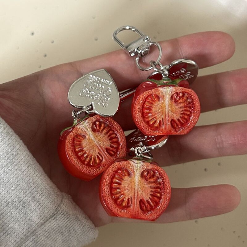 Cute and Beautiful Tomato-Shaped Fun Simulation Food Toy Keychain, Realistic Fruit and Vegetable Friend Gift Pendant Cute and Beautiful Tomato-Shaped Fun Simulation Food Toy Keychain, Realistic Fruit and Vegetable Friend Gift Pendant