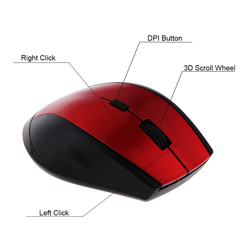 2.4 ГГц беспроводная оптическая мышь для PC Gaming с 6 кнопками
