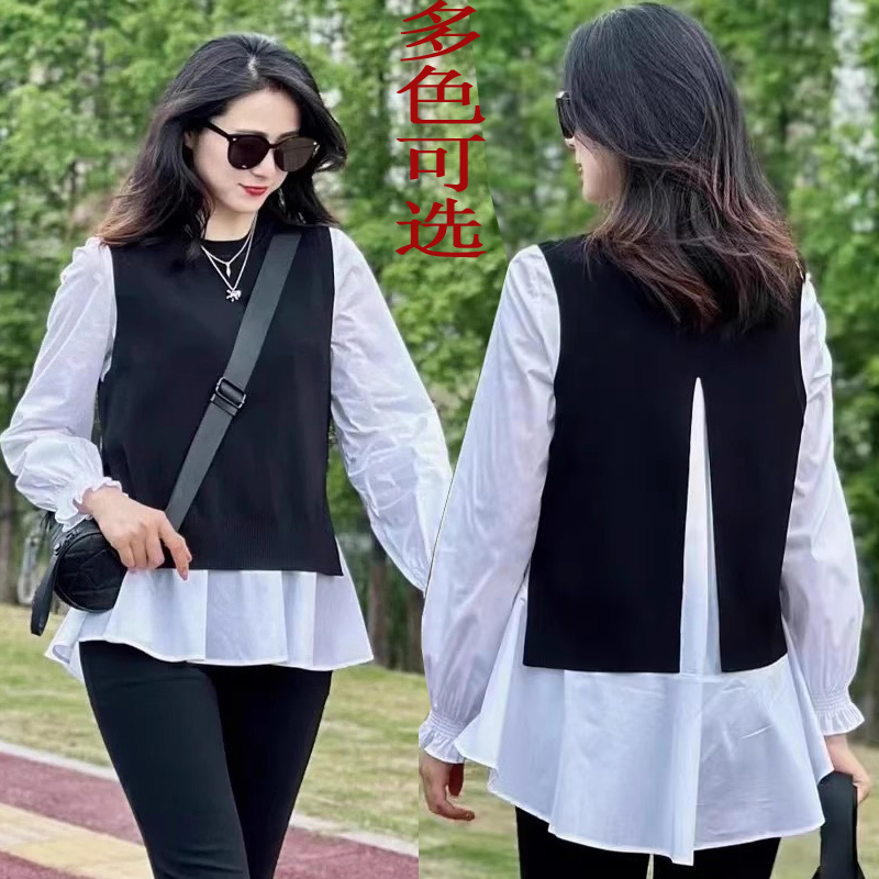 Brother's New 2026 Spring and Autumn Simple Round-Neck Wool Knit Vest for Women with Back Slit Design, Suitable for Layering