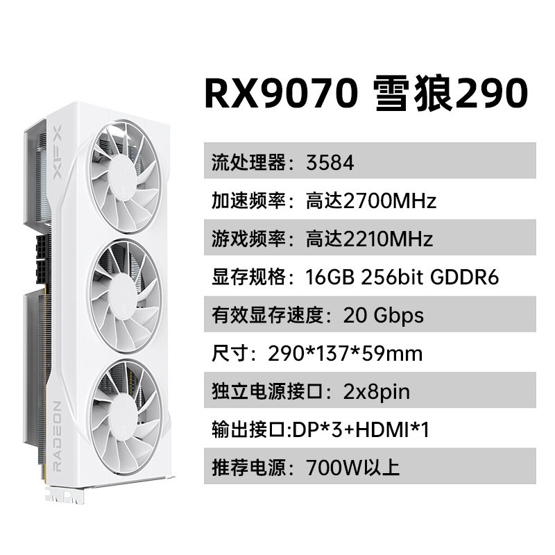 Видеокарта XFX Radeon RX 9070 Snow Wolf