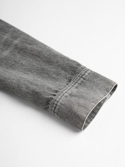 Basic House/百家好美式复古丹宁牛仔外套女2025春季显瘦夹克上衣