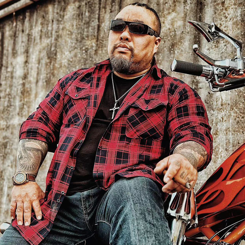 Core Explosion Truck Driver American Country Pure Cotton Loose Long-Sleeved Shirt Classic Versatile Red and Black Plaid Shirt for Men