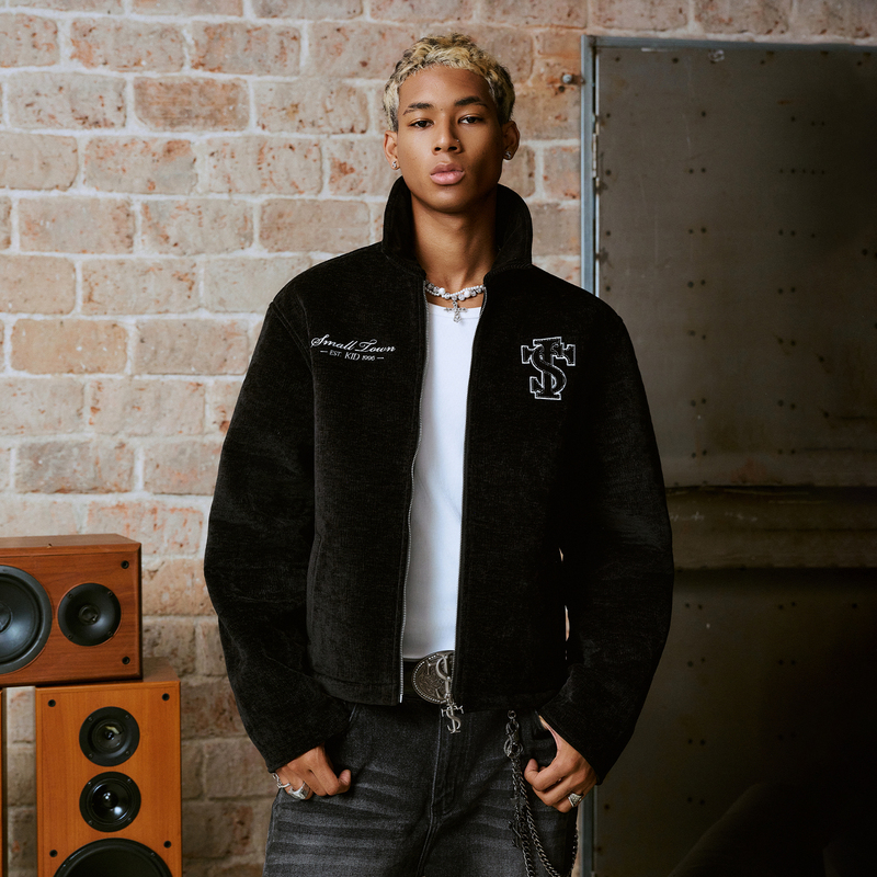 Stk Smalltownkid Chenille Barn-Style Jacket Retro Style Lapel Zipper Casual Long-Sleeved Jacket Trendy Stk Smalltownkid Chenille Barn-Style Jacket Retro Style Lapel Zipper Casual Long-Sleeved Jacket Trendy