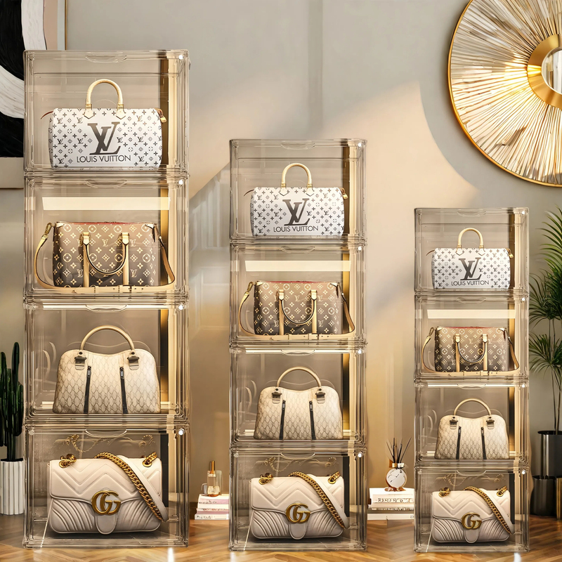Bag Storage Cabinet Organizer Display Rack for Home Use, Transparent Acrylic Storage Box, Dustproof Luggage Cabinet Bag Rack