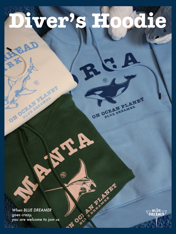 Original Diver's Hoodie, Marine Animal Hooded Fleece Sweatshirt, American Retro Style, Same Style for Men and Women