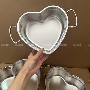Mino home 304 stainless steel love heart-shaped hotpot with handle small cooking pot snacks plate fruit salad braised hotpot