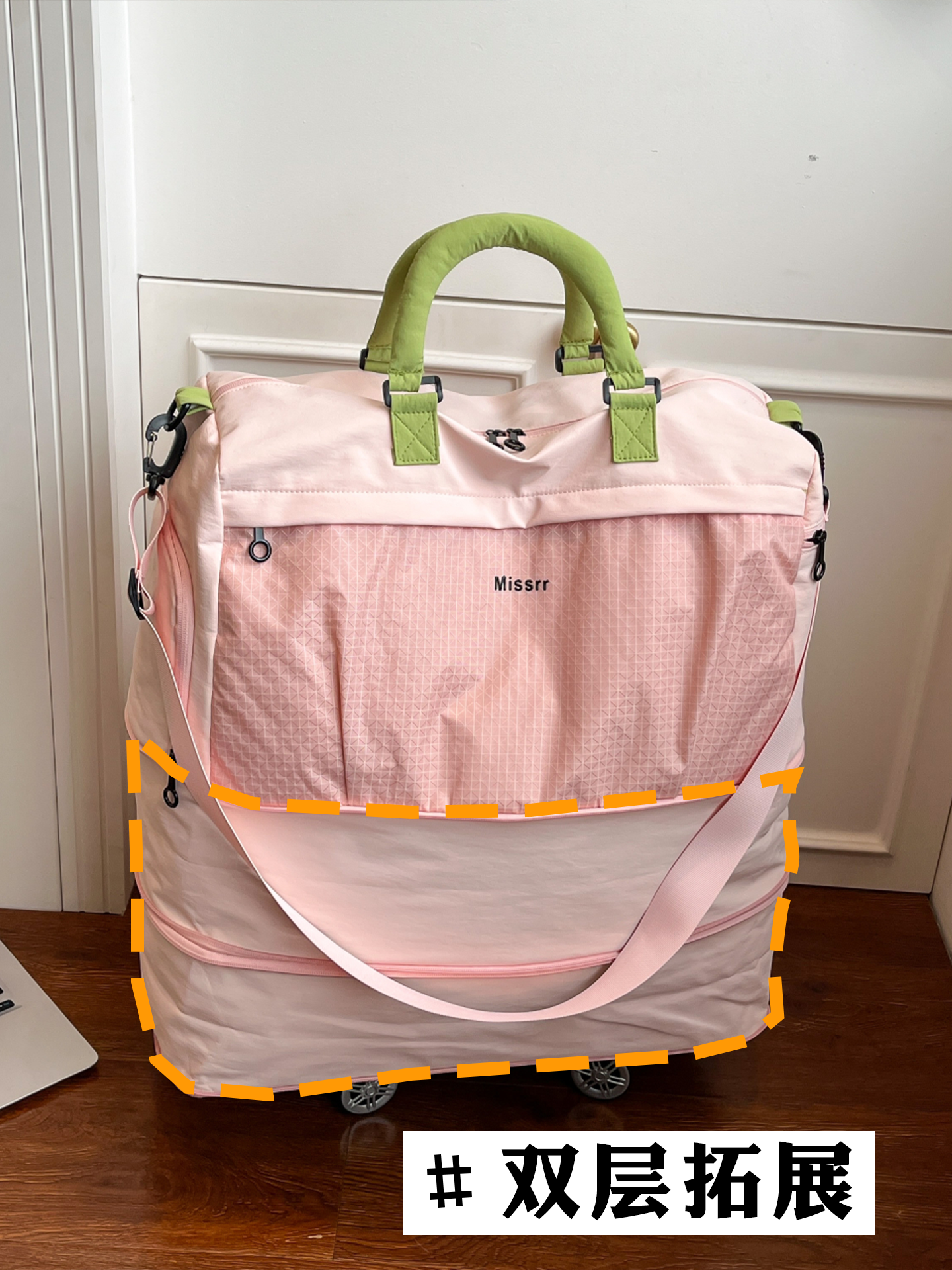 Short-Distance Travel Bag, Large Capacity, with Universal Wheels, Expandable, Can Be Attached to a Trolley Case, Carry-On Bag, Single Shoulder Crossbody Bag