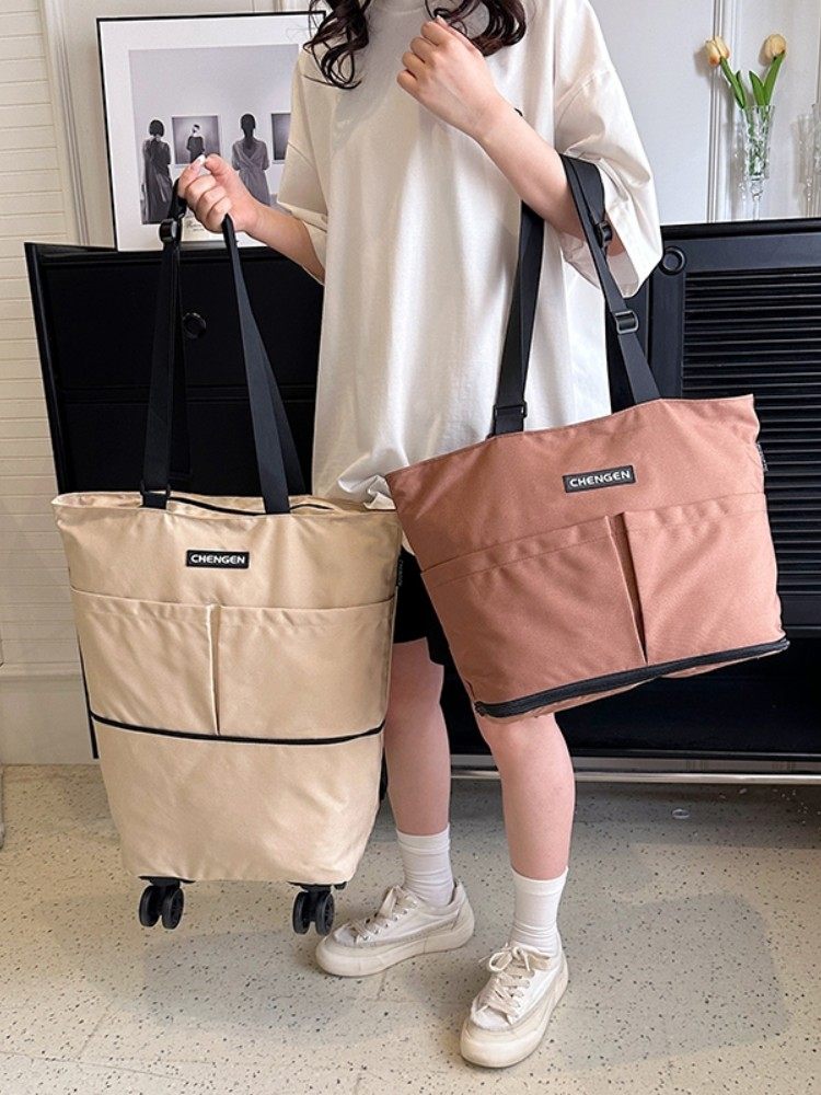 Travel Bag with Wheels, Large Capacity, Waterproof, Single Shoulder Student Luggage, Cross-Body Bag, Short-Distance Travel, Lightweight Boarding Bag for Women