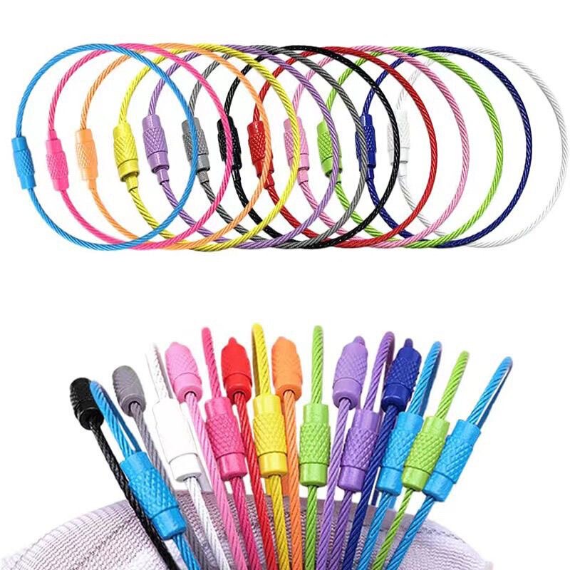 DIY Accessories Metal Wire Rope Key Ring Colorful Painted Wire Ring Keychain Clasp Key Chain Storage