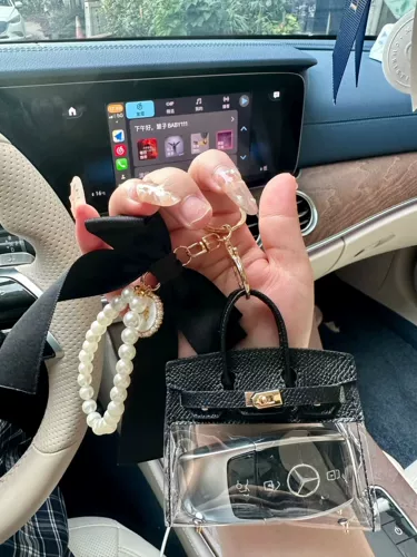 Та же мини -мини милая сумочка 2025 Новая ниша сплайсинг прозрачная мода Келли Сумка для женщин