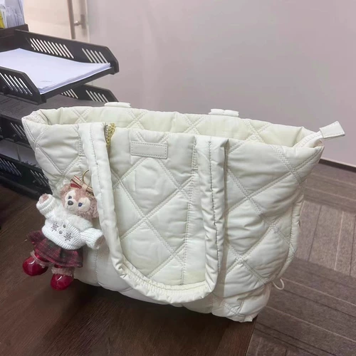 Вместительная и большая сумка через плечо, портативная демисезонная сумка на одно плечо с пухом