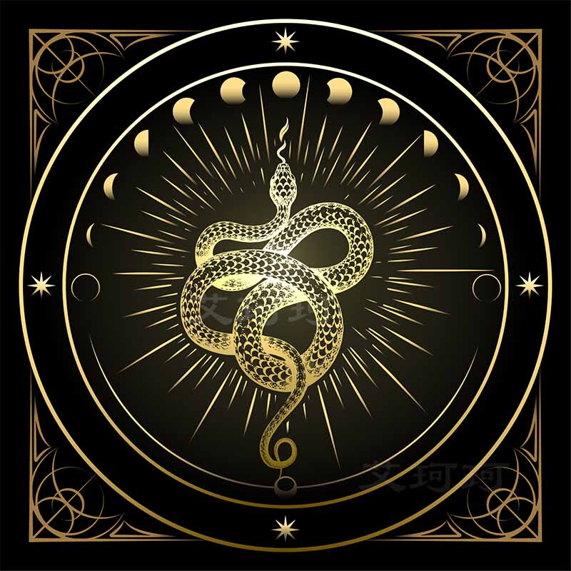 Moon Phase Gold Snake Thick Velvet Cloth, Weite Tower Luo Brand Promotional Cloth, Ritual Cloth, Altar Cloth, Tarot Tablecloth