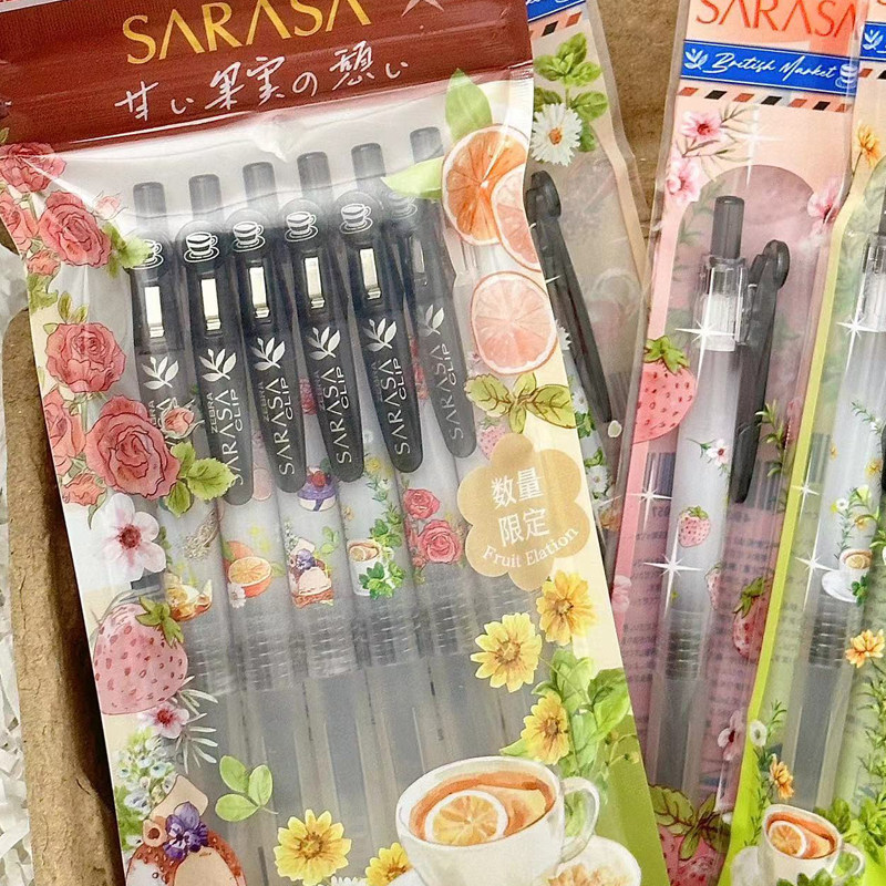新款日本ZEBRA斑马花草茶限定草莓甜点玫瑰下午茶黑色中性笔0.5mm