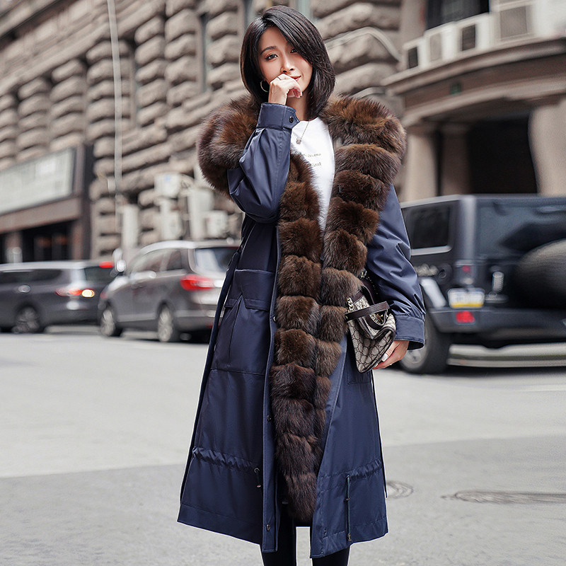Pike women's mid-length version detachable Rex rabbit fur liner sable fur collar parka fur all-in-one 2020