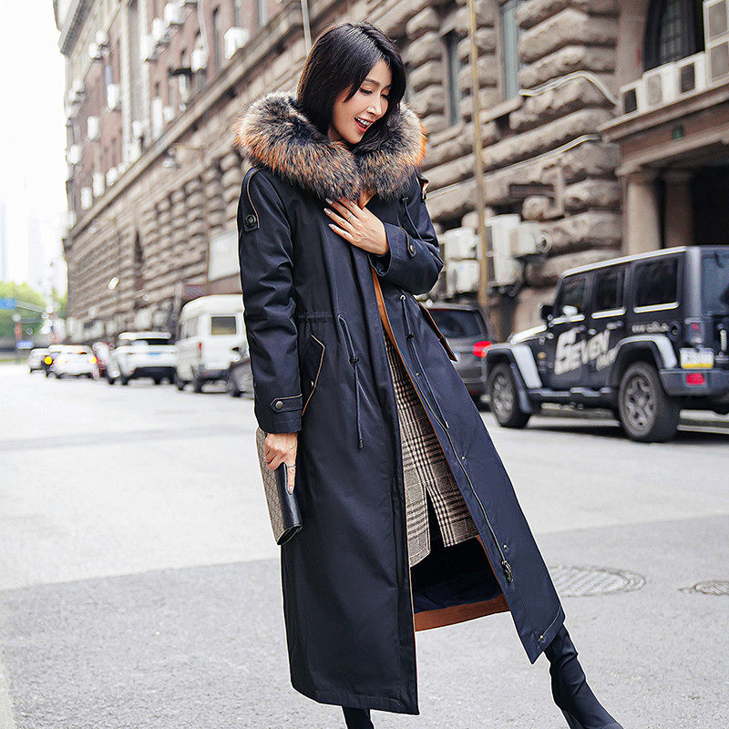 Pieker women's winter new Rex rabbit real fur liner removable fur one long version Nickel Fur coat