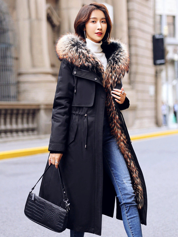 Wo rainbow pony 2020 pie overcome women's new winter Rex rabbit inner bile fur all-in-one coat long version fur coat