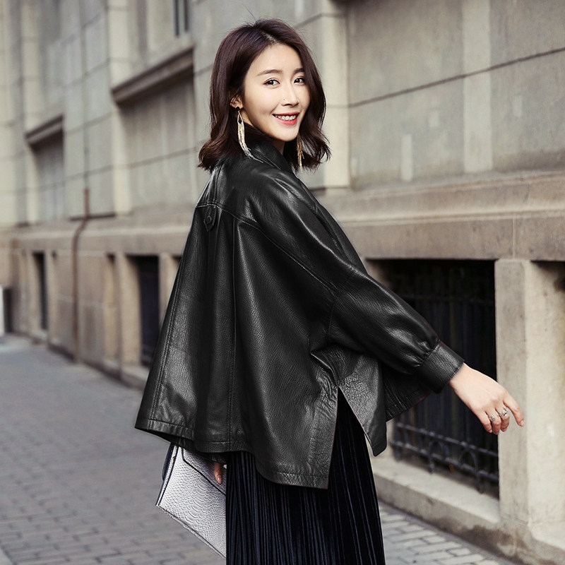 Genuine leather fur coat High-end Head Layer Sheep Leather Short 2022 Spring Autumn Loose Korean Version Fashion Cloak Large Size Coat