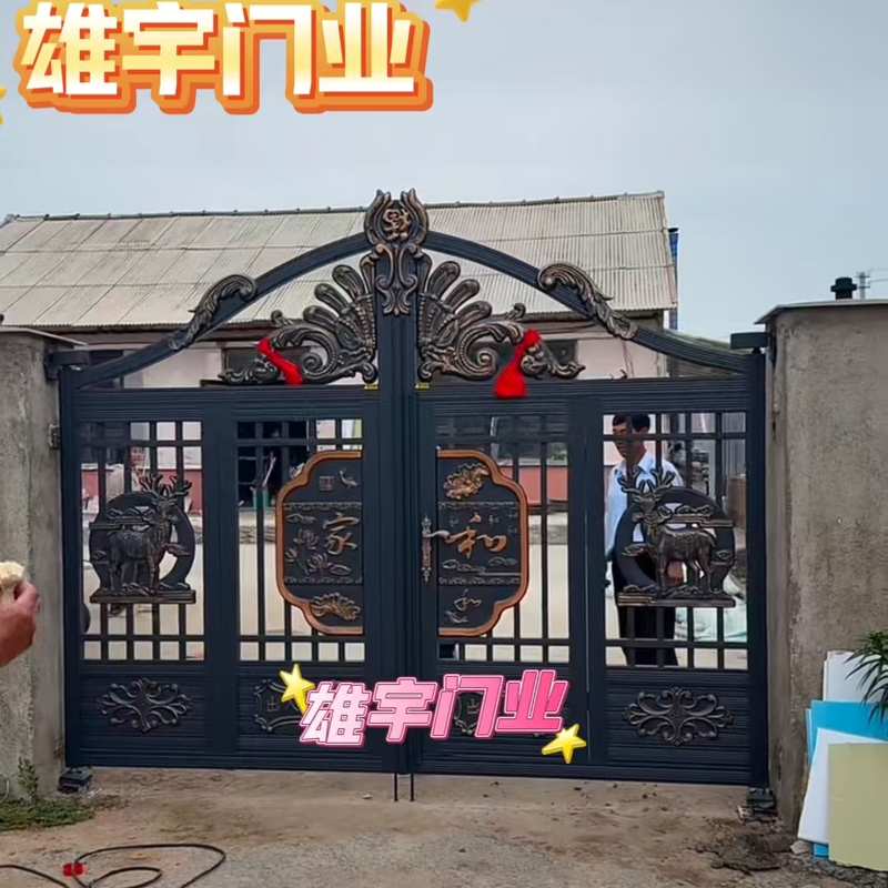 Courtyard Double-Door Stainless Steel Painted Door Aluminum Alloy Double-Door Electric Door Country Villa Fence New Model