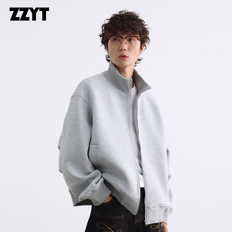 Zzyt American Retro Trendy Brand Stand-Up Collar Cardigan Jacket for Men and Women, Simple Solid Color Sports Short Jacket Zzyt American Retro Trendy Brand Stand-Up Collar Cardigan Jacket for Men and Women, Simple Solid Color Sports Short Jacket
