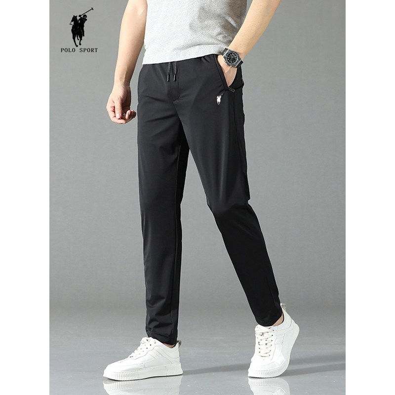 Polo Sport Men's Pants Summer Casual Pants Men's Trendy Thin Ice Silk Sports Pants Jogger Pants