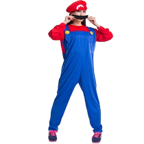 School anniversary sports meeting collective team performance costumes for adults and children Mario Super Mario toddlers parent-child performance