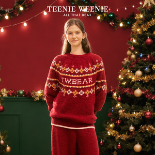 TeenieWeenie小熊女士睡衣家居服2025新款半边绒套装加绒长袖秋冬