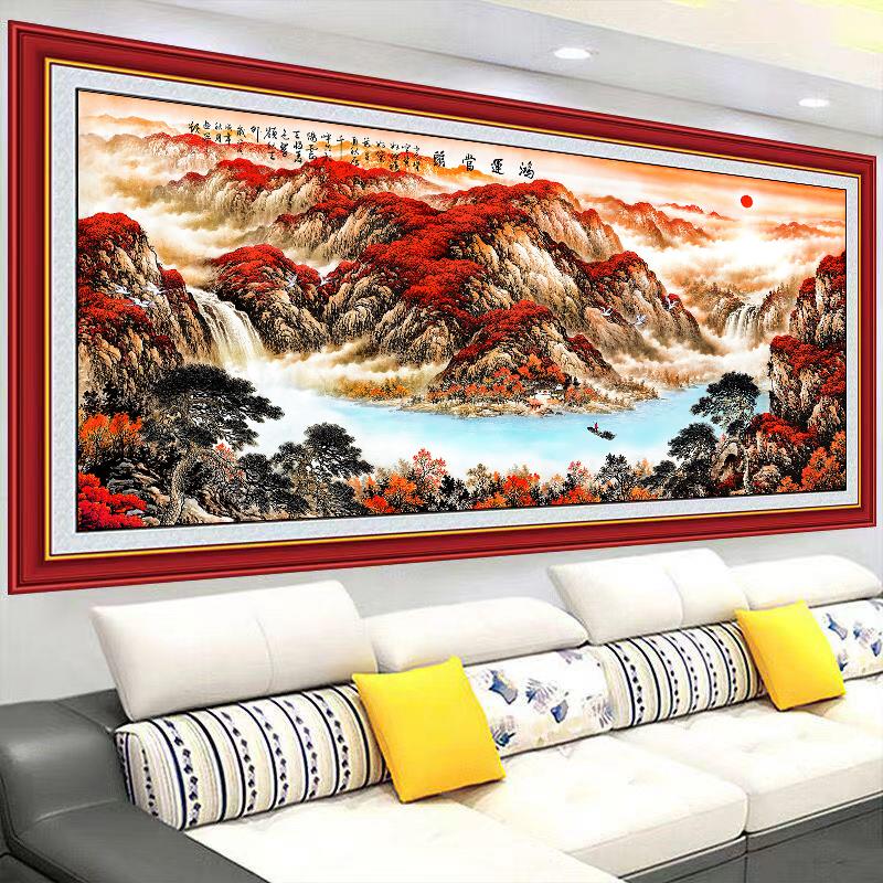 手绘万里长城国画:客厅中式招财靠山图,打造办公室风水真迹挂画!🎨-国画-淘宝百科网