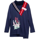 密扇 Дизайнерский асимметричный лонгслив для отдыха, демисезонная толстовка, свободный крой