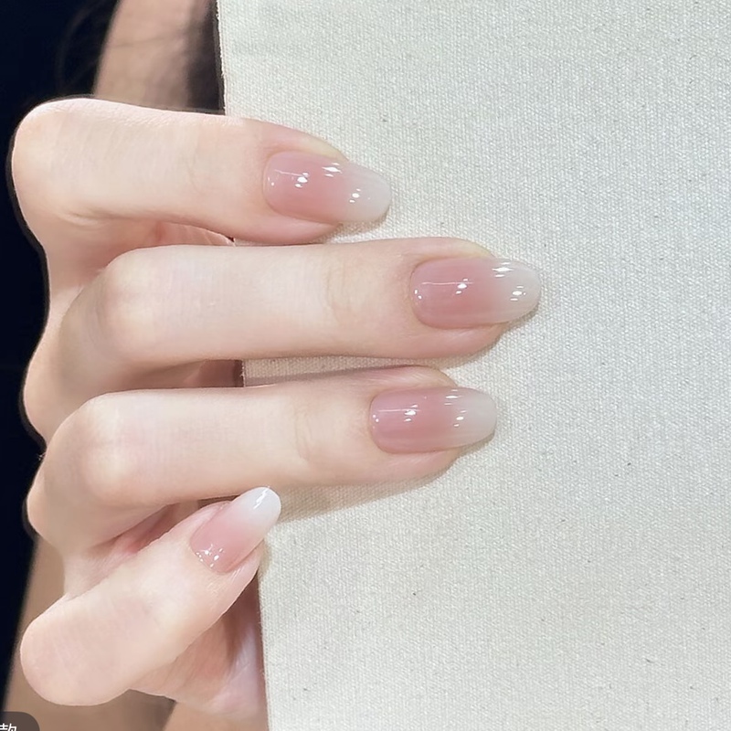 Nude Color Wearable Nails, Gradient Short Style, Lactic Acid Bacteria, Handmade, Whitening, Student Nail Patches, Removable, Whitening Nails Nude Color Wearable Nails, Gradient Short Style, Lactic Acid Bacteria, Handmade, Whitening, Student Nail Patches, Removable, Whitening Nails