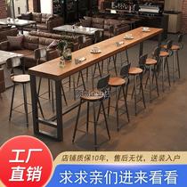 Xinjiang Tibet solid wood bar table American custom-made home balcony simple high-leg long table and chair combination