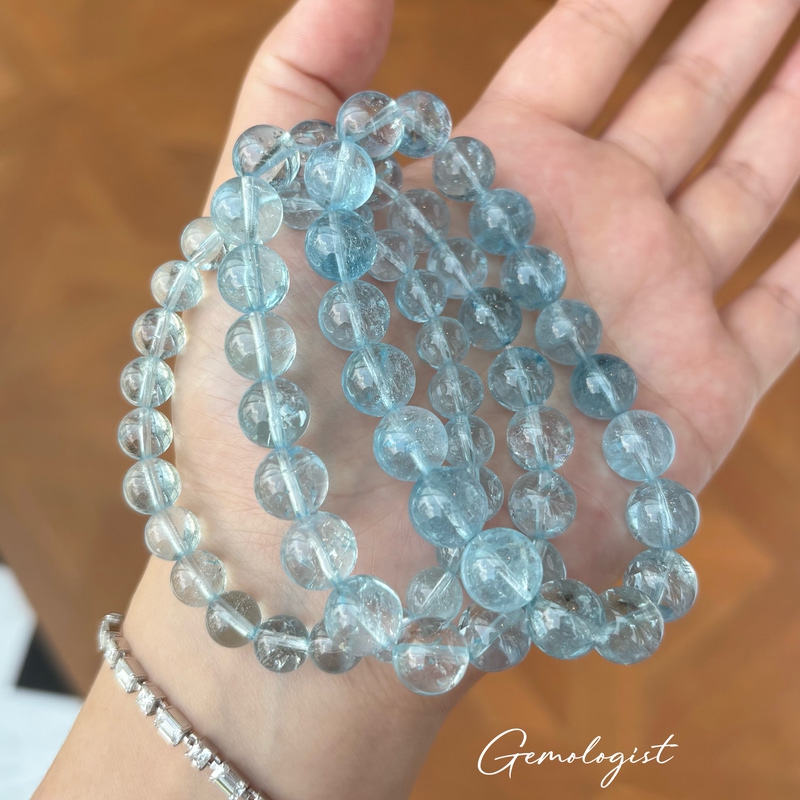 【New Blue Topaz】Glacier Blue Paraiba Topaz Bracelet Crystal Bracelet Women's Gift Crushed Ice Bracelet