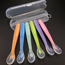 New Baby Soft Silicone Spoon Candy Color Temperature Sensing