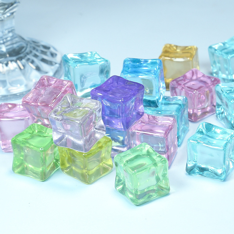 DIY Simulated Luminous Ice Cubes 18mm Trendy Accessories Creative Handmade Transparent Colorful Ice Cubes Night Light Decoration Landscaping
