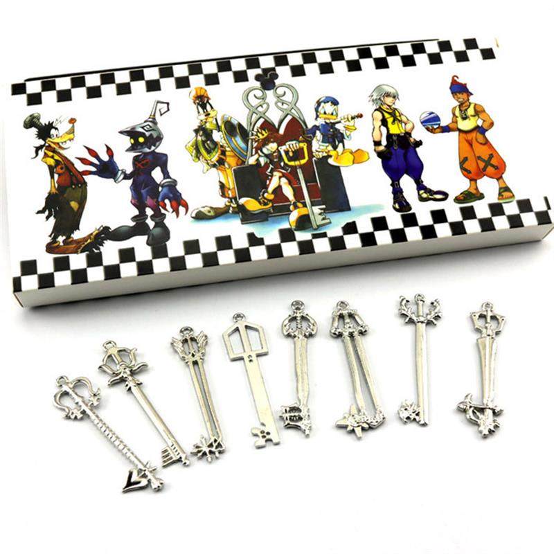 New Kingdom Hearts Key Set Pendant 8 Pieces Alloy Pendant Game Peripheral Accessories 6X1.5Cm