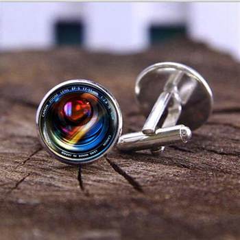 New Camera Lens Pattern Time Gem Cufflinks Men's Fashion French Shirt Buttons Cuff Studs Photography