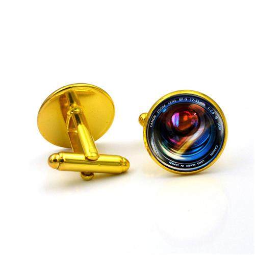 New Camera Lens Pattern Time Gem Cufflinks Men's Fashion French Shirt Buttons Cuff Studs Photography