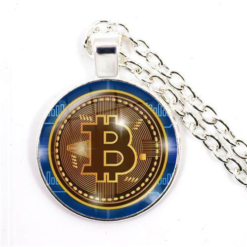 New Cross-Border Hot-Selling Foreign Trade Commemorative Coin Bitcoin Virtual Currency Creative Small Gift Necklace