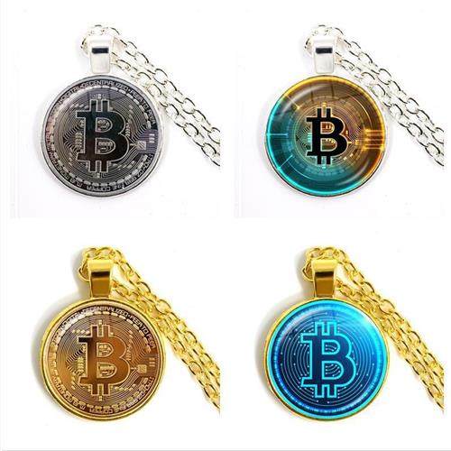 New Cross-Border Hot-Selling Foreign Trade Commemorative Coin Bitcoin Virtual Currency Creative Small Gift Necklace