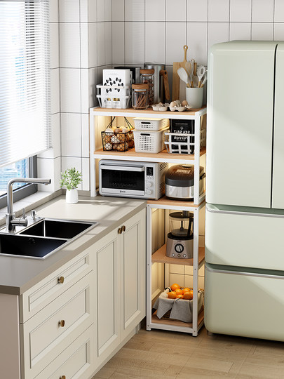 冰箱侧收纳置物架窄款家用厨房夹缝转角外侧面落地多层微波炉碗柜