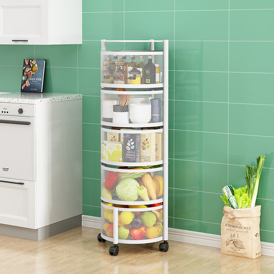 Küchendrehgestell, Haushalts-Multifunktionsspeicher, bodenstehend, mehrschichtig, montagefrei, Obst- und Gemüsekorb-Lagerregal