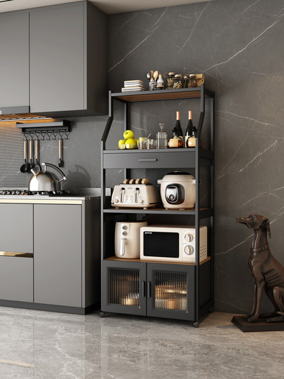 Küchenregal, bodenstehend, mehrschichtig, multifunktional, kleiner Lagerschrank, Mikrowellenregal, Lagerschrank, Ofenschrank