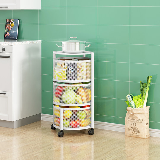 Küchendrehgestell, Haushalts-Multifunktionsspeicher, bodenstehend, mehrschichtig, montagefrei, Obst- und Gemüsekorb-Lagerregal
