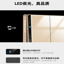 Lanbao tempered glass with LED wall switch gold concealed two-three-plug five-hole panel